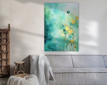 Gold and aqua in abstraction by Bianca ter Riet