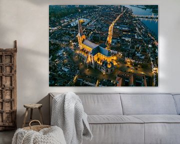 Kampen Bovenkerk in der Altstadt bei Sonnenuntergang von Sjoerd van der Wal Fotografie