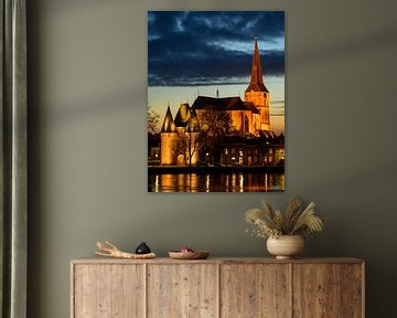 Kampen Koornmarktspoort und Bovenkerk in der Altstadt bei Sonnenuntergang von Sjoerd van der Wal Fotografie