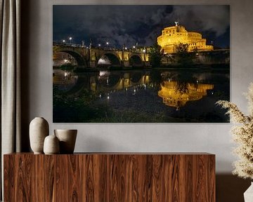 Rome - Castel Sant'Angelo bij nacht van t.ART