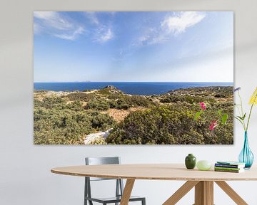 Uitzicht op de zee vanaf het uitkijkpunt bij Preveli strand, Kreta | Reisfotografie van Kelsey van den Bosch