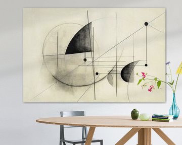 Abstrakt, Schwarz, Weiß und Grau, Minimalismus – Zeitloses geometrisches Gemälde von Joriali Abstrakte Kunst