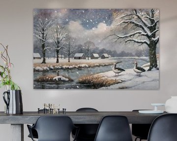 Dutch winter landscape by Kees van den Burg