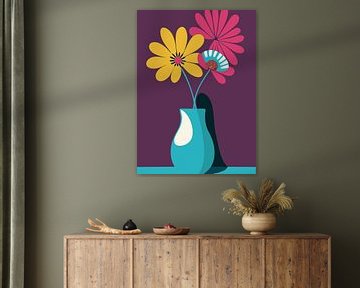 Retro Vaas met Bloemen van Gypsy Galleria