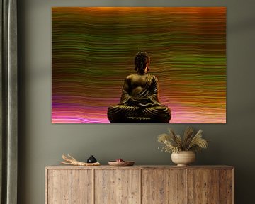 Boeddha met kleurrijke achtergrond van Kasper van der Burgh