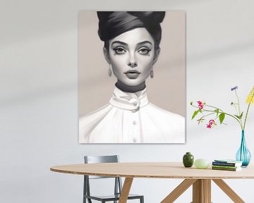 Portrait vintage, illustration en noir et blanc sur Carla Van Iersel