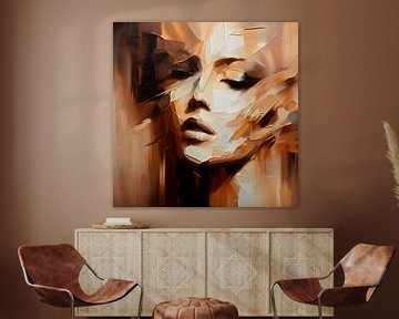 Vrouw Abstract Bruin Goud van FoXo Art