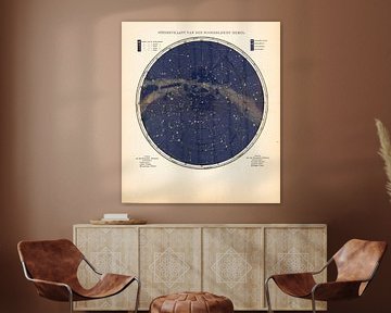 Antique star chart of the northern sky by Studio Wunderkammer