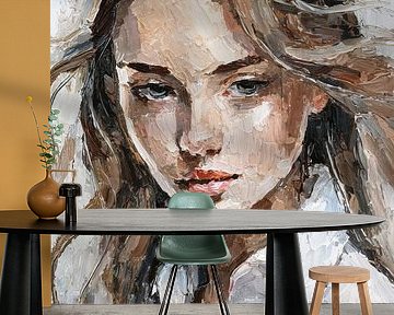 Brunette woman in white shirt