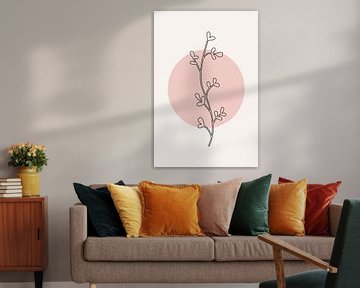 Modern boho botanisch. Bladeren in pastelkleuren. Roze, zwart wit 3 van Dina Dankers