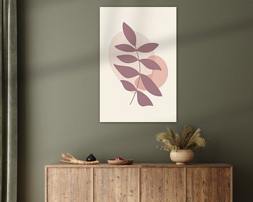 Modern boho botanisch. Bladeren in pastelkleuren. Zand, zalmroze, beige 4 van Dina Dankers