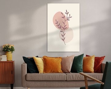 Modern boho botanical. Leaves in pastel colors. Sand, salmon pink, beige 2 by Dina Dankers