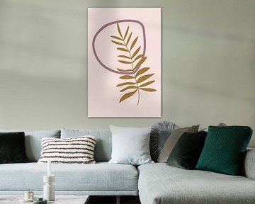 Modern boho botanical. Leaves in pastel colors. Ocher, pink, purple 2 by Dina Dankers