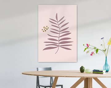 Modernes Boho-Botanical. Blätter in Pastellfarben. Ocker, rosa, lila 3 von Dina Dankers