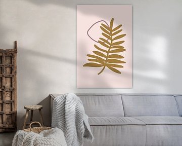 Modern boho botanisch. Bladeren in pastelkleuren. Oker, roze, paars 4 van Dina Dankers