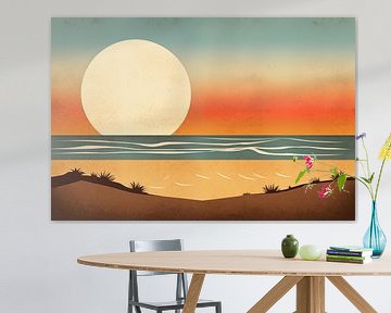 Plage en style poster vintage sur Bert Nijholt