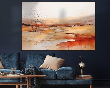 Abstract landschap in oranje van NJ Midnight Studio