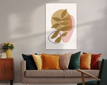 Modern boho botanical. Leaves in pastel colors no. 6 by Dina Dankers