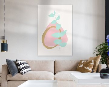 Leaves in pastel colors. Modern boho botanical no. 9 by Dina Dankers