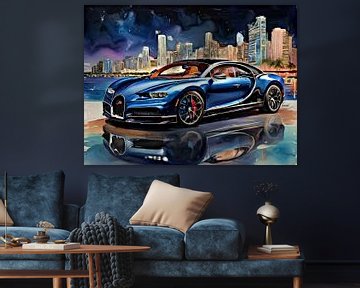 Blauwe Chiron van Bugatti