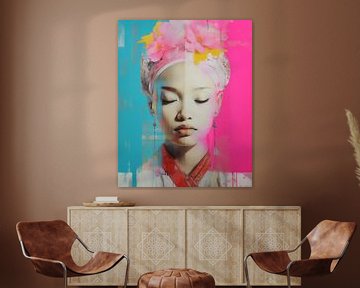 Colourful contemporary art portrait in collage style by Carla Van Iersel