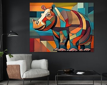 Abstracte kunst - nijlpaard van Johanna's Art