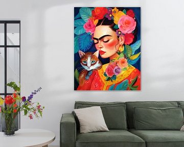 Portret geïnspireerd door Frida, kleurrijke illustratie van Studio Allee