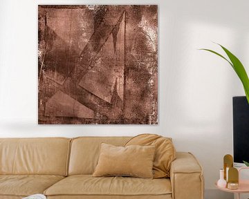 Art abstrait moderne en brun rouille et blanc no. 4 sur Dina Dankers