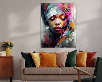 Modern and abstract portrait in bright colours