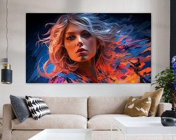 Portret van een vrouw met kleurrijk blond haar van Animaflora PicsStock