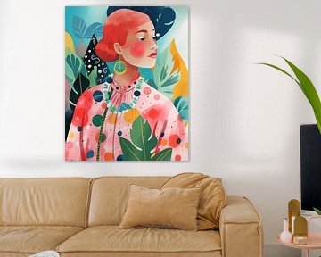 Modern geïllustreerd portret in vrolijke kleuren van Studio Allee