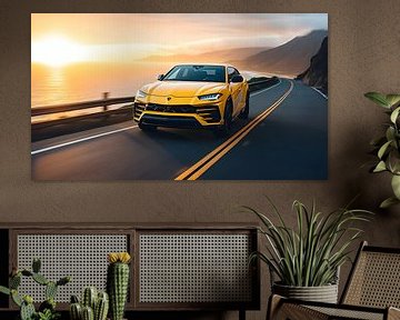 La puissante Lamborghini Urus jaune sur PixelPrestige