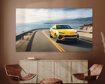 La puissante Lamborghini Urus jaune sur PixelPrestige