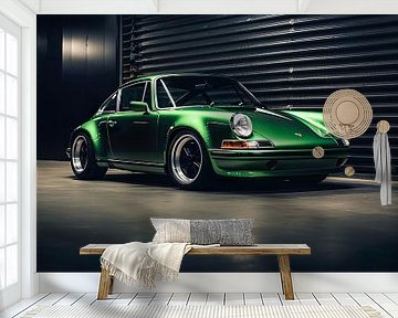 Groene Porsche 911 E 2.0 1969 van PixelPrestige