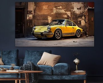 Gele Porsche 911 E 2.0 1969 van PixelPrestige