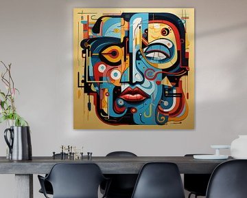 Face abstract in shapes and colours