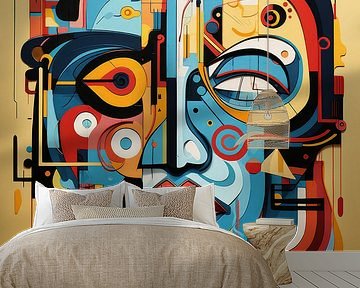 Gezicht abstract in vormen en kleuren