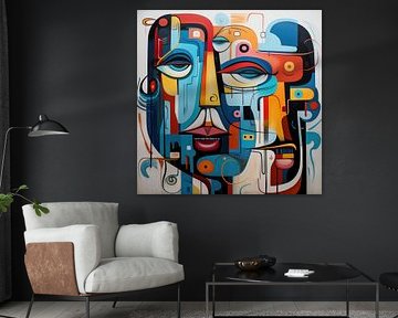 Visage abstrait en formes et en couleurs