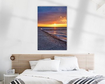 Sonnenuntergang am Strand von Zingst, romantisch von Martin Köbsch