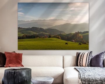 Appenzellerland met uitzicht op de Säntis, Zwitserland van Conny Pokorny