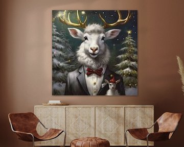 De Feestelijke Verwarring van Rudolf's Neef. Het Schapige Witte Hert Met Een Gouden Gewei van Gisela- Art for You