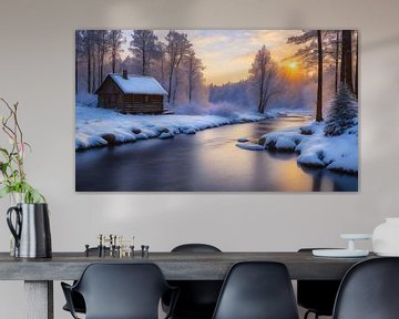 Old hut in the winter forest by Tilo Grellmann