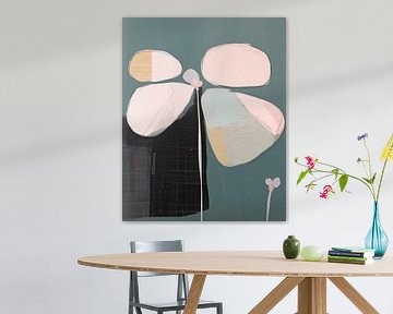 Illustratie van een abstracte bloem in pastelkleuren van Studio Allee