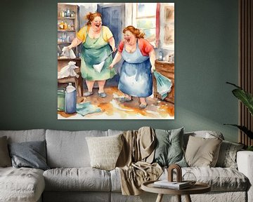 2 sociable ladies cleaning by De gezellige Dames