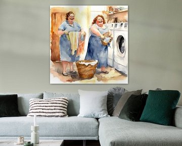 2 gesellige Damen machen Wäsche von De gezellige Dames