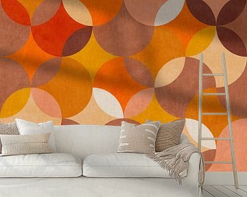 Mid Century Bauhaus Modern Kreisformen herbstlich