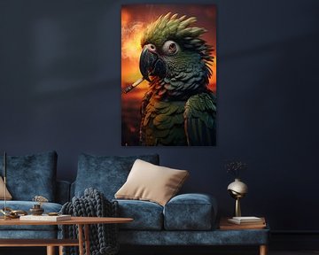 Smoking parrot by Mathias Ulrich
