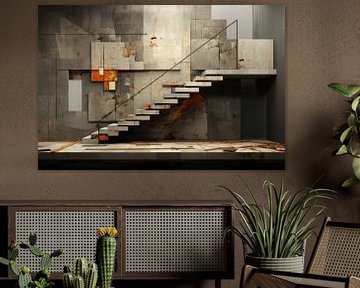 Abstrakter Raum mit geometrischen Objekten aus Beton von Ton Kuijpers