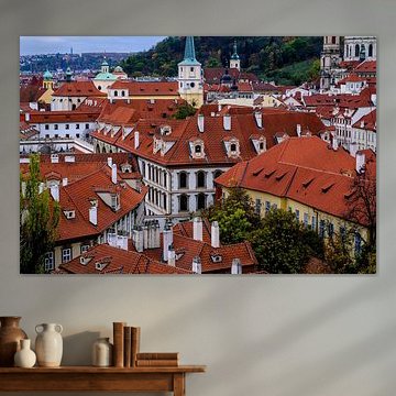 de rode daken in Praag gezien vanaf de Burgt