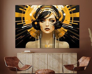 Art Deco Frauenportrait Illustration minimalistisch #6 von Mathias Ulrich